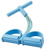 Blauw weerstandsband fitness trainer met handgrepen en voetsteunen – fitness weerstand tube voor buikspier training en full body oefeningen – multifunctionele workout weerstandsband voor thuis training