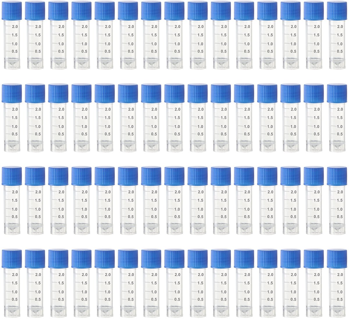 ONF3 - Gefrierröhrchen - Laboratorium - 60 stuks - 2 ml - Kunststof - Reageerbuisjes - Geschikt voor monsters - Blauw