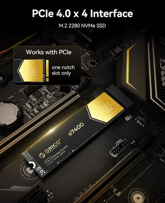 Interne SSD - Solid State Drive - Razendsnel Data - PCIe 4.0 x4 - 1TB - Goud van Merkloos — afbeelding 2