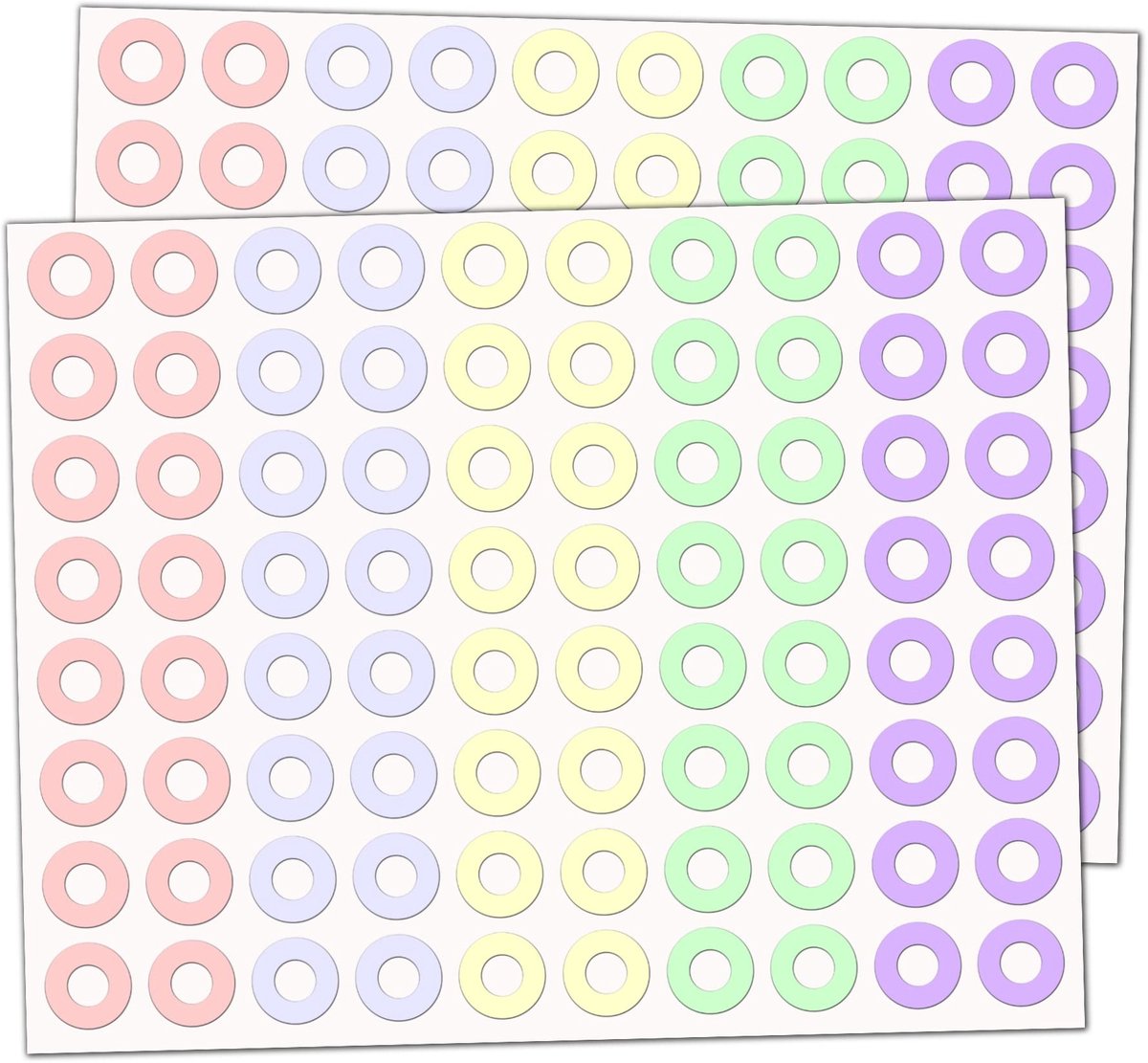 Vt products - Versterkingsringen - Zelfklevend - Scheurbestendig - 5 Kleuren - Etiketten - Perfect voor documentbescherming - 800 Stuks