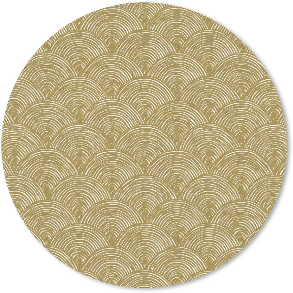 Muismat rond 20x20 cm - Mousepad Waaier - Geometrisch - Groen - Ronde muismatten