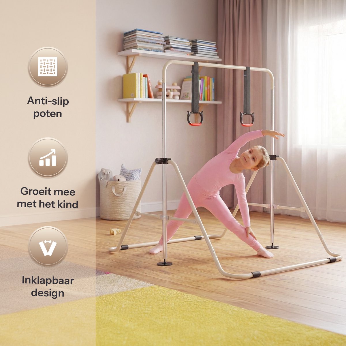 Inklapbaar Turnrek - Klimrek - Verstelbaar - Rekstok - Duikelrek - Kinderen - Peuter - Voor buiten en binnen - Klimboog — afbeelding 2