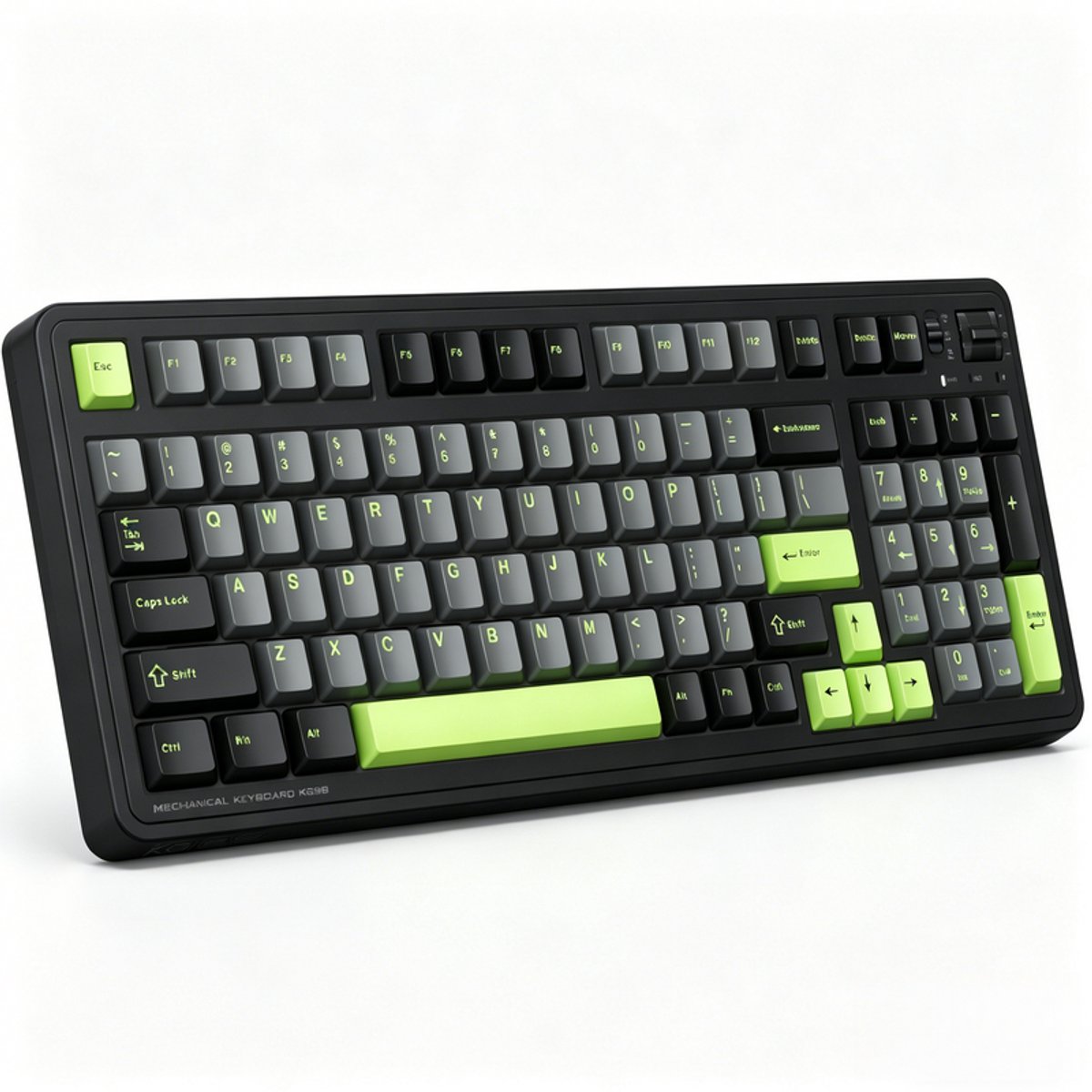 MACHENIKE - Bedrade Toetsenbord - 97 Toetsen - Zilveren Switch - PBT Keycaps - 5-Laags Opvulling - RGB Light Bar - Romig Geluid - Zwart