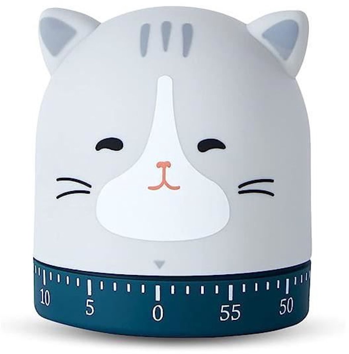 Keukentimer - Kattendesign - Mechanisch - Grijs - 6x6,7 cm - ABS-materiaal