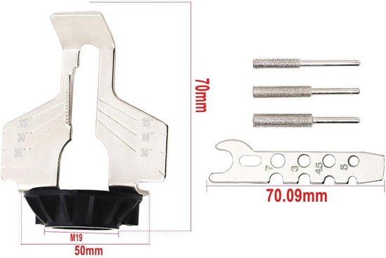 5 Stuks Kettingzaag Slijp Set voor Rotergereedschap - Met Adapter, Gids en Meetlat - Snel & Nauwkeurig Slijpen van Merkloos	 — afbeelding 4