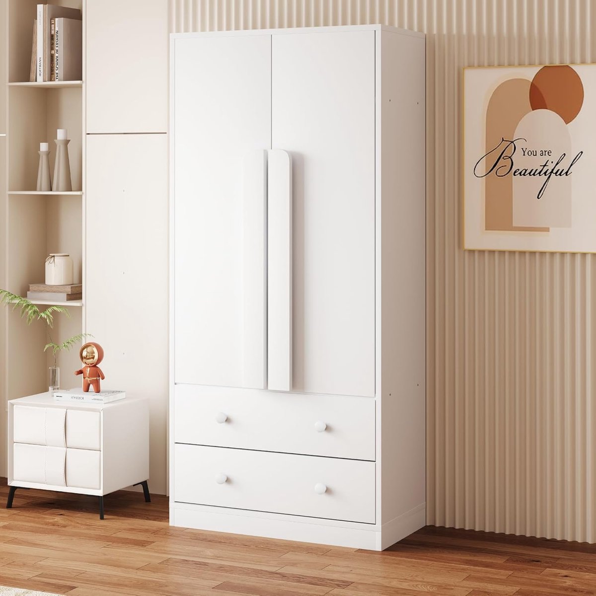 Luxe Kledingkast – Wit – 70x40x170 cm – Industrohome