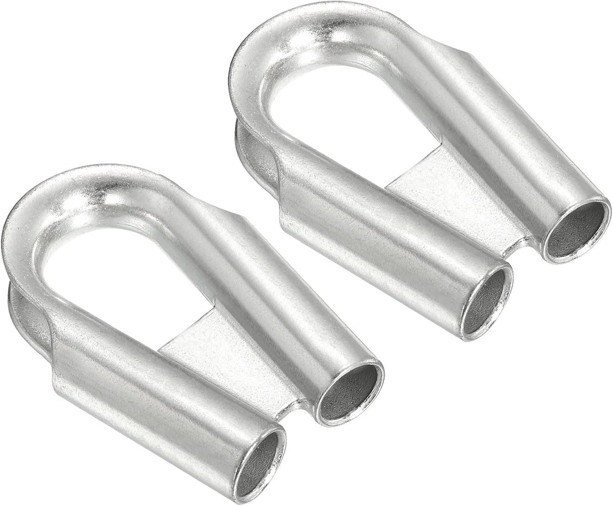 1/2" Draad Touw Buizen Thimble - 13mm - 2 Pack - 304 RVS Touw Thimbles met Gusset voor Towing en Rigging - Zilver - Lichte Gewichten - Duurzaam
