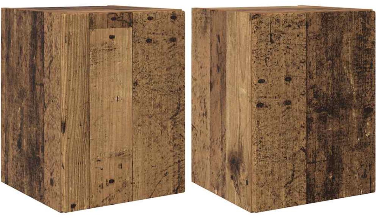 vidaXL - TV - Wandkast - 2 - pcs - Oud - Hout - 30 - x - 31 - x - 40 - cm - Bewerkt - hout