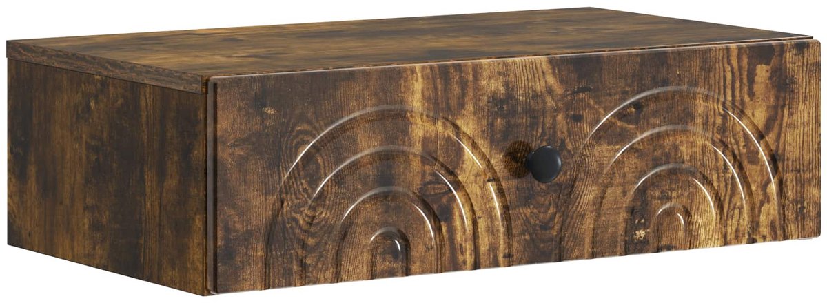 vidaXL Wandgemonteerde - Zijtafel - 59 - x - 34,5 - x - 17 - cm - Bewerkt - hout Gerookt eiken