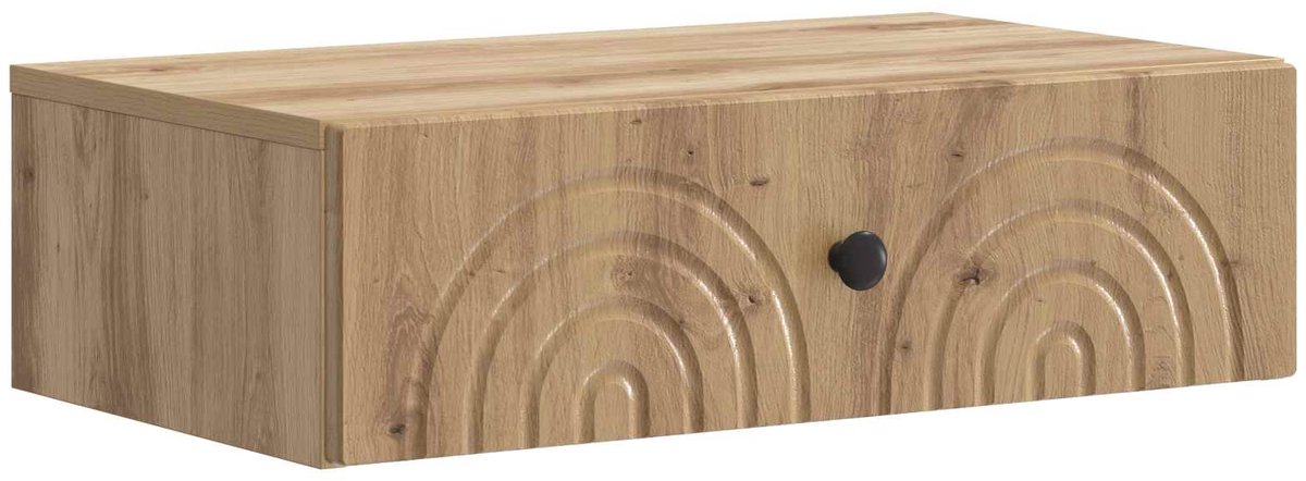 vidaXL Wandgemonteerde - Zijtafel - 59 - x - 34,5 - x - 17 - cm - Bewerkt - hout Artisanaal eiken