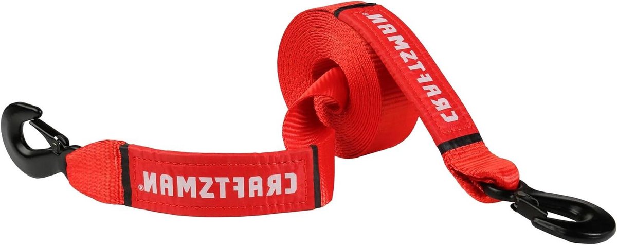 Herstel Sleepriem - Trekband Voertuig - Voertuig Verplaatsen - Gecoate Stalen Haken - 2" x 20' - Rood