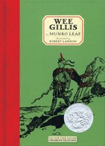 Boek 'Wee Gillis' met een groene kaft en een rode rug. Een Schotse jongen in kilt en met een wapen te voet, met op de achtergrond bergen.