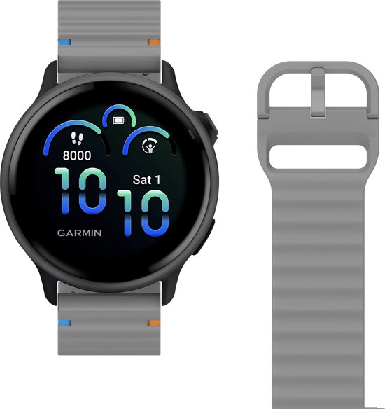Just in case Siliconen Bandje Grijs voor Garmin Vivoactive 6 / 5