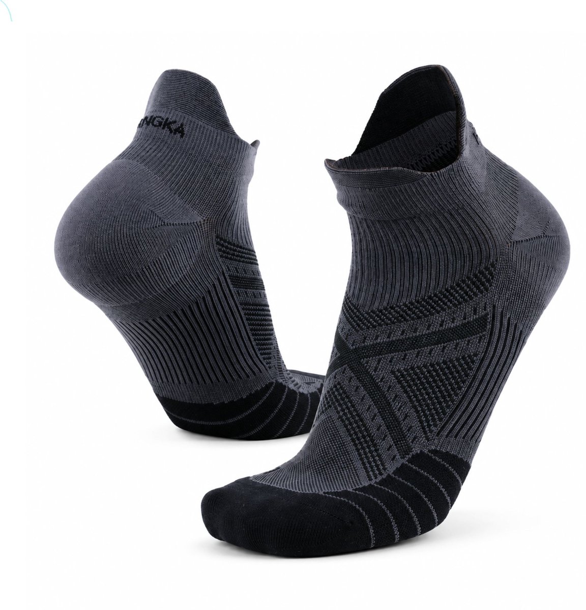 KANGKA Hardloopsokken Dames Maat M (36-39) - Enkelsokken Zwart - Hardloopsokken voor Dames – Compressie Sportsokken voor Hardlopen, Wandelen & Fitness – Ademend & Comfortabel