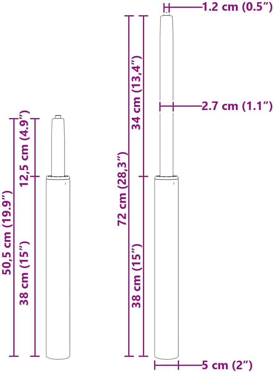 vidaXL Bureaustoel - Gas - Cilinder - Zwart - 505-720 - mm - IJzer