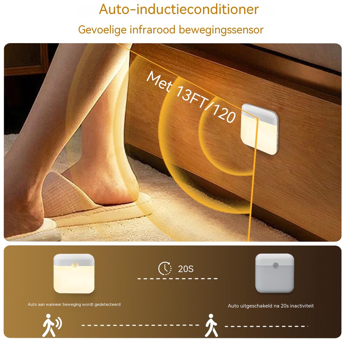 carmdering - Nachtlicht Met Bewegingsmelder - Oplaadbaar LED Schemerlampje - Binnenverlichting - PIR Sensor Detectie - USB-C Opladen - ABS Kunststof - Dimloos Warmwit Licht - Veilig Nachtllopen Zonder Struikelen - 2 Stuks — cadeau in Wonen & Interieur - foto 6