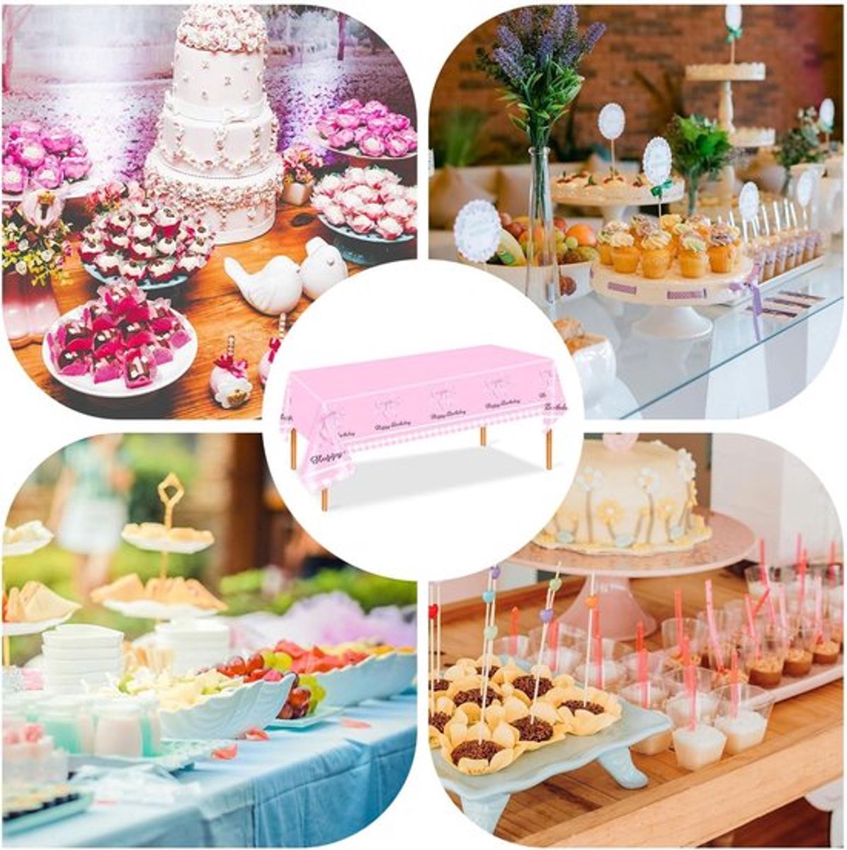 Roze Strik Tafelkleed 2st, 2,74x1,37m - Zoete Strik Thema - Babyshower - Feestbenodigdheden