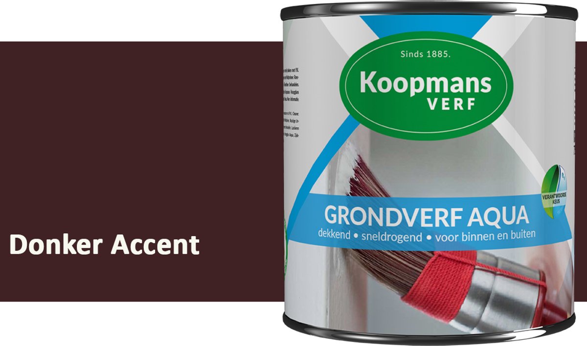 Koopmans Grondverf Aqua – Watergedragen Biobased Grondverf voor Hout & Metaal – Binnen en Buiten – Donker Accent – 2,5 l