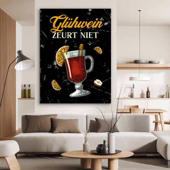 Décoration murale Métal - Peinture Aluminium Industriel - Vin chaud - Glas - Vintage - 120x160 cm - Dibond - Photo sur aluminium - Décoration murale industrielle - Pour le salon/chambre - Cadeau pour femme