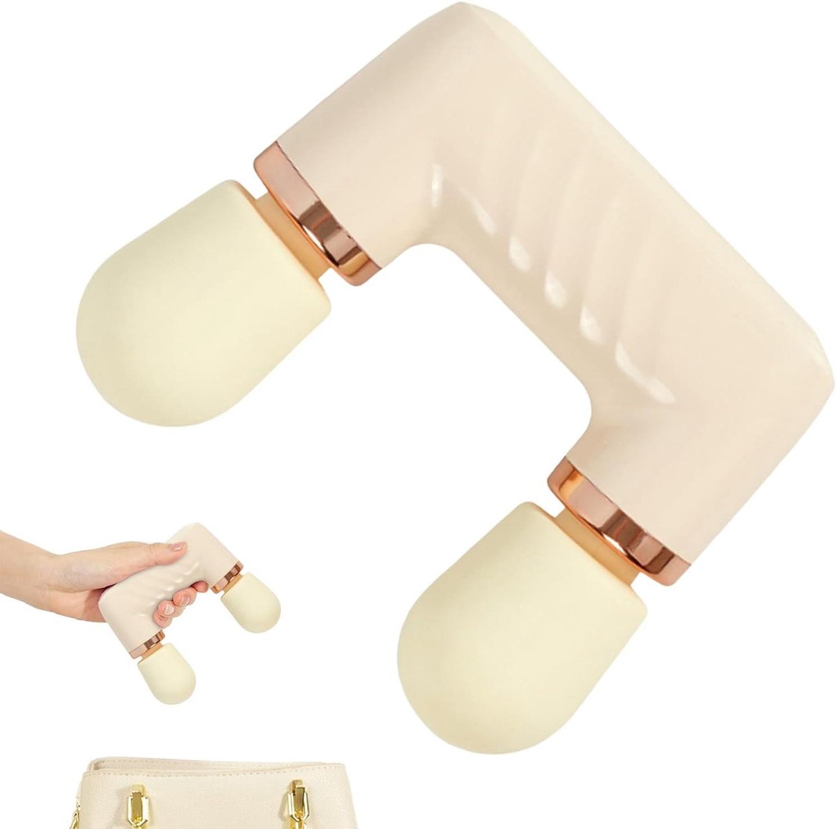 Mini Massageapparaat - Spierontspanner - Spierherstel - Dubbele Kop - 18 x 15.2 cm - Crèmegeel