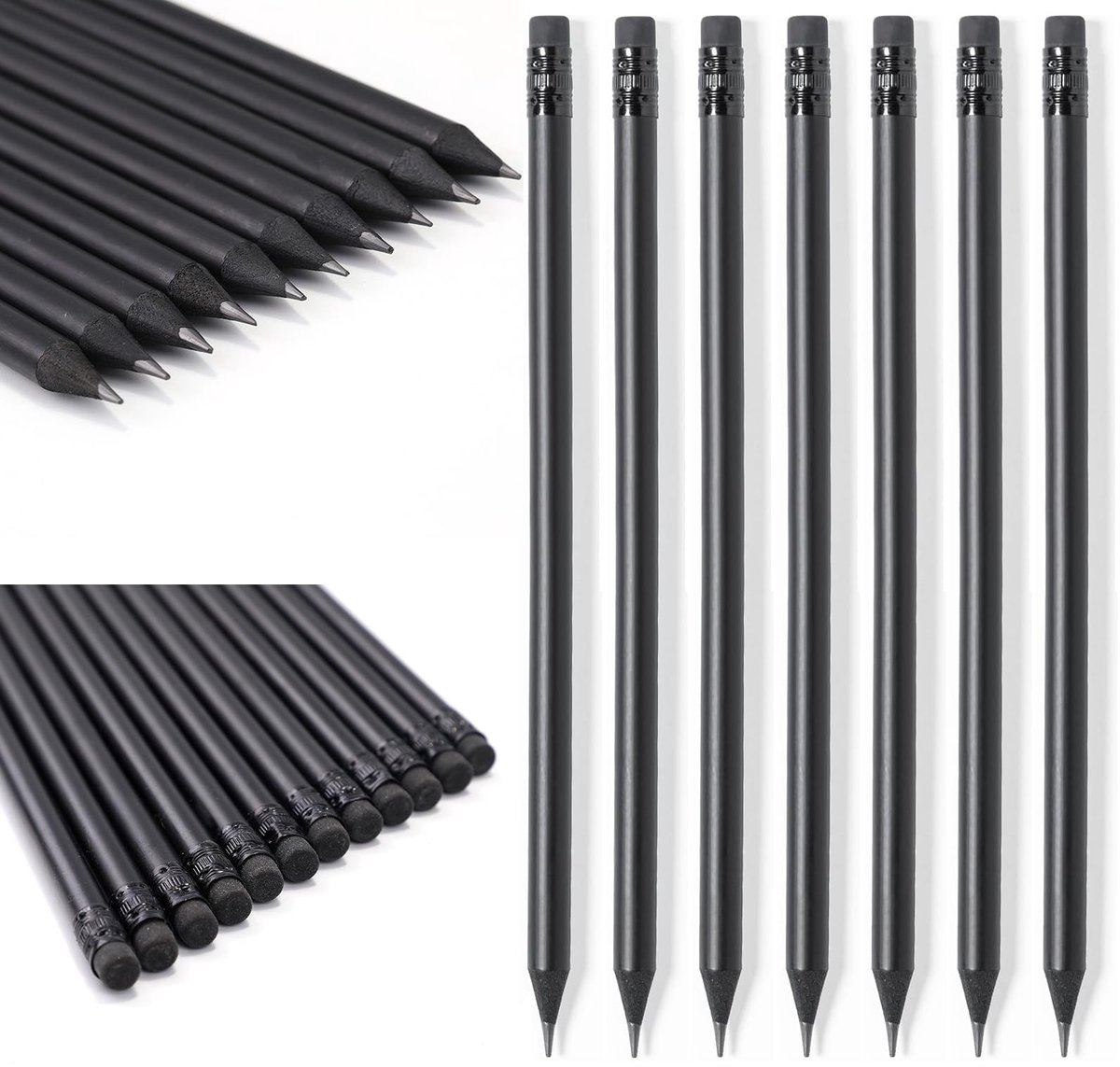 aladdien - Zwarte Potloden - Houten Potloden Set - 100 Stuks - 19 cm - Schetsen en Tekenen - Geschikt voor School en Kantoor