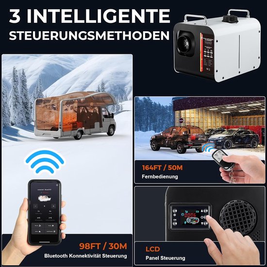 Diesel Luchtverwarmer - Standkachel - Ruimtes Verwarmen - App Bediening - 8 kW - Wit — afbeelding 2