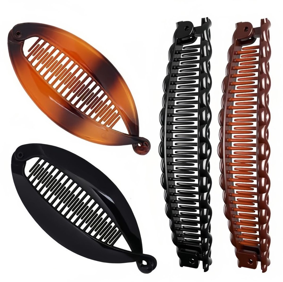ONF3 - Retro Banana Haarspelden - Ponytail Clips - 4 Stuks - Perfect voor Vrouwen en Meisjes - Ideaal voor Haarstijlen - Geschikt voor Diverse H...