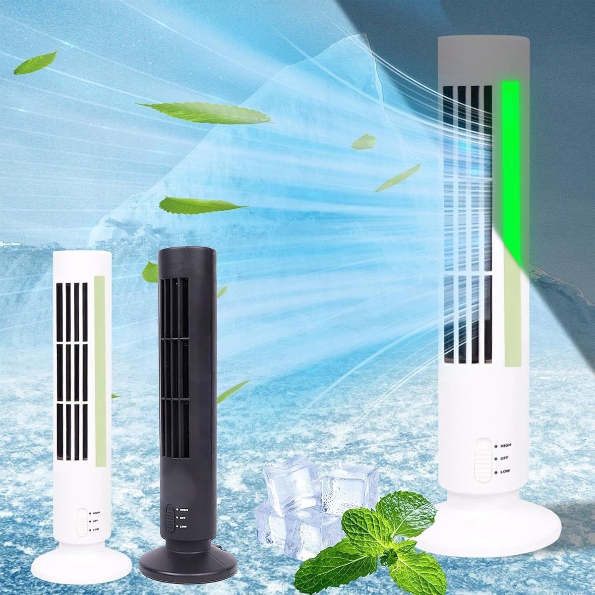 Staande ventilator - Torenkoeler - Energiebesparend koelen - Stille werking - Draagbaar model - Zwart – foto 3