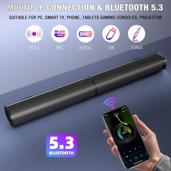 Krachtige 100W Soundbar met Afneembare Speakers en Bluetooth voor Smart TV — afbeelding 4