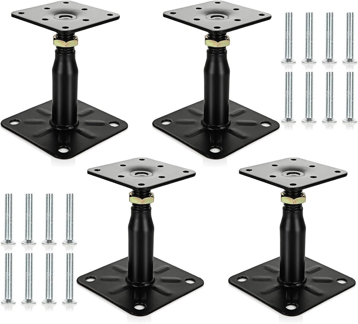 4x Verstelbare Paaldragers Gegalvaniseerd Staal 100-150 mm - Steunpoten voor Schuttingen, Pergola's en Carports