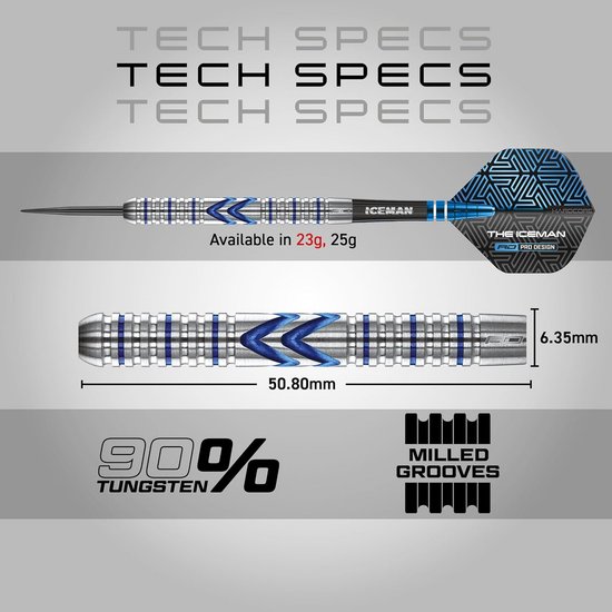 RED DRAGON Gerwyn Price Iceman Midnight Edition Premium Tungsten Dart Set with Flights and Stems van Red Dragon — afbeelding 4