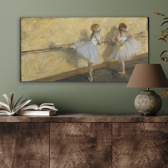 Aluminium schilderij 80x40 cm - Wanddecoratie metaal - Dancers Practicing at the Barre - Schilderij van Edgar Degas - Metalen muurdecoratie woonkamer - Decoratie industrieel - Foto op dibond - Industriële accessoires slaapkamer