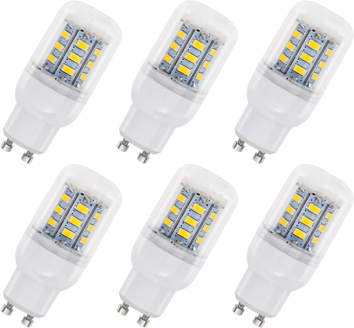 Set van 6 LED GU10 Buislampen 4W Vervangt 40W Halogeen Koud Wit 6000K