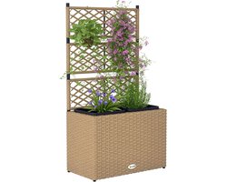 Hoge Plantenbak met Latwerk en 2 Bakken voor Tuin en Balkon - Weerbestendig