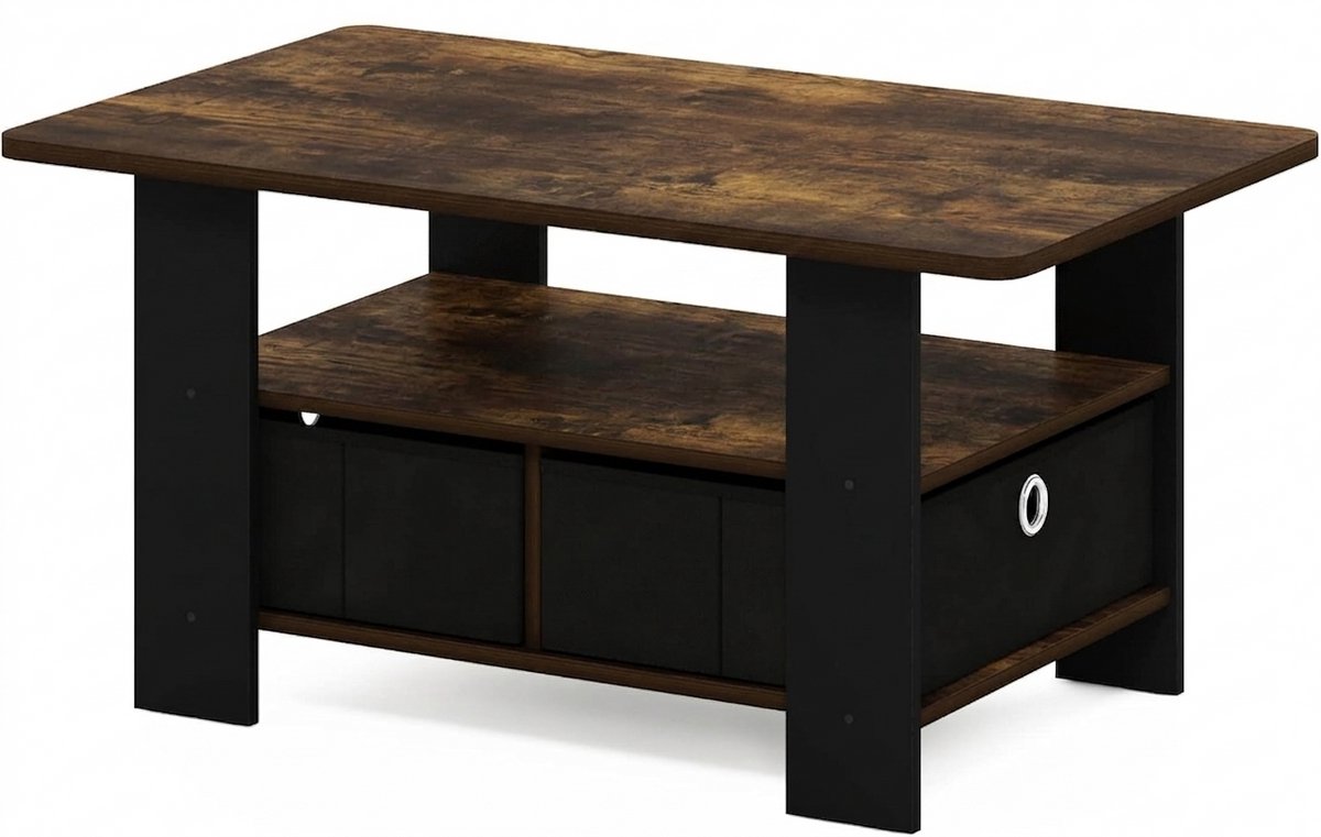 Imperatoris Salontafel - Geschikt voor Woonkamer, Thuiskantoor & Buiten - Stijlvolle Salon Tafel en Sidetable - Bruin en Zwart - 48 x 80 x 39,6 cm - van Imperatoris