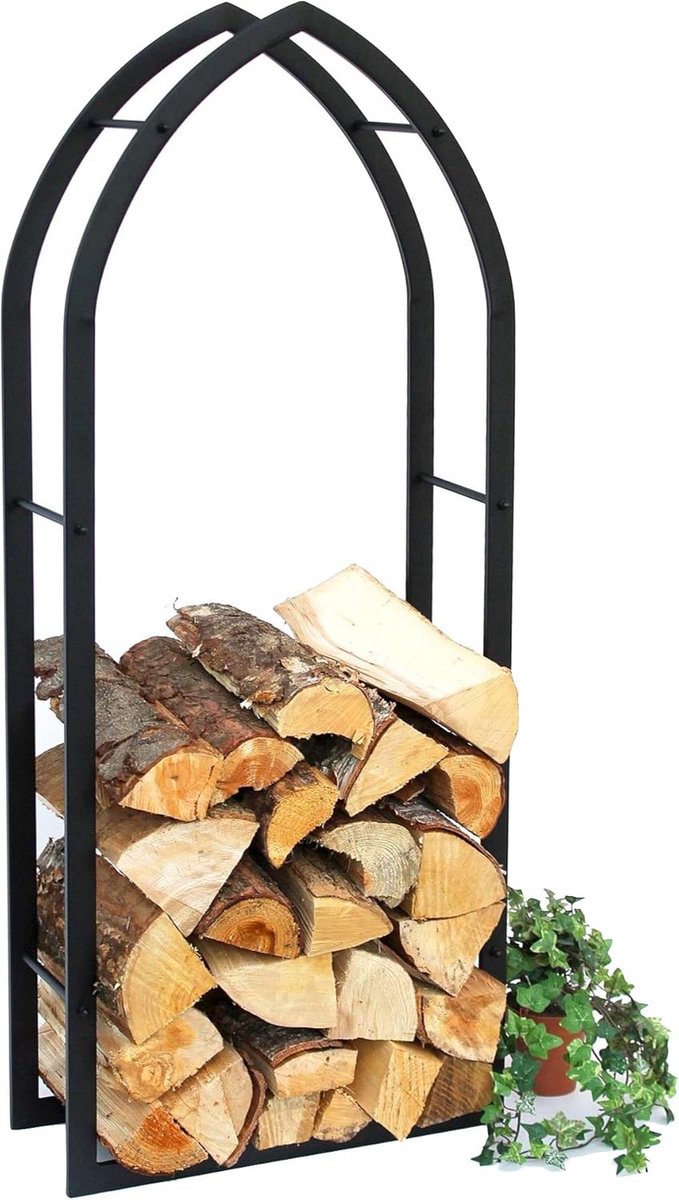 Stapelhouder voor Open Haard Hout - Zwart Metalen Rek Binnen