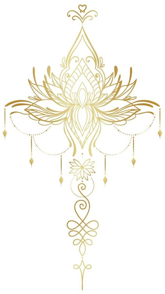 ONF3 - Gouden lotus muursticker - Mandala bloem muurstickers - Vinyl sticker voor yoga en meditatie - 96 x 78 cm - Decoratie voor slaapkamer en ...