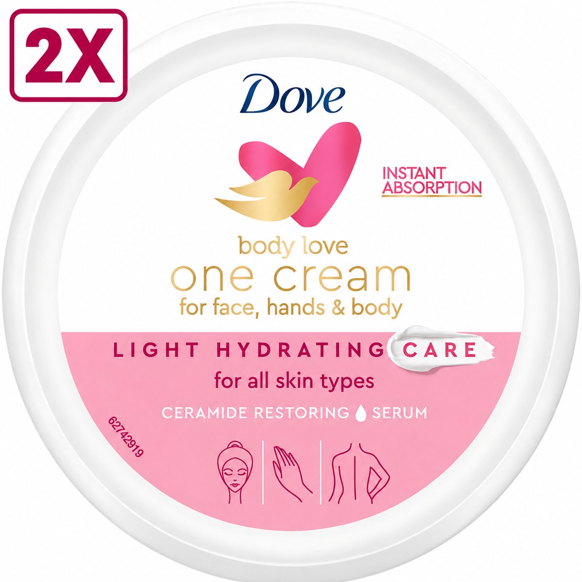 2 x Dove - Body Love Hydraterende Bodycreme - One Cream Light - 250 ml