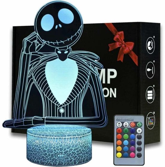 Oneay Halloween Town Pumpkin King nachtlampje - 3D illusielamp met afstandsbediening - Anime bureaulamp voor kinderkamer en slaapkamer - LED sfeerverlichting voor kinderen, gamers en fans - Creatieve decoratielamp en cadeau idee van Oneay — afbeelding 2