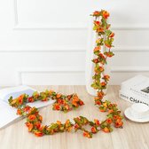 Kunstbloemen Oranje Rozen Slinger 250 cm - Nepbloemen Decoratie - Koningsdag, Interieur & Fiets - Kasey