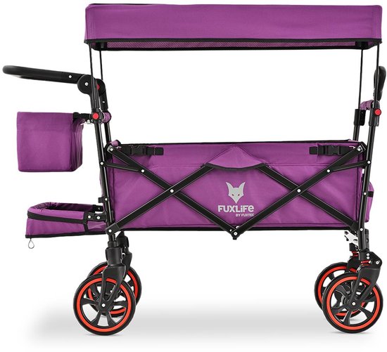 FUXLIFE by FUXTEC CT850 Bolderkar Kinderwagen - Opvouwbaar - Paars | Comfortabel & Veilig - Met Zonnedak & Handkar - Max. 75kg