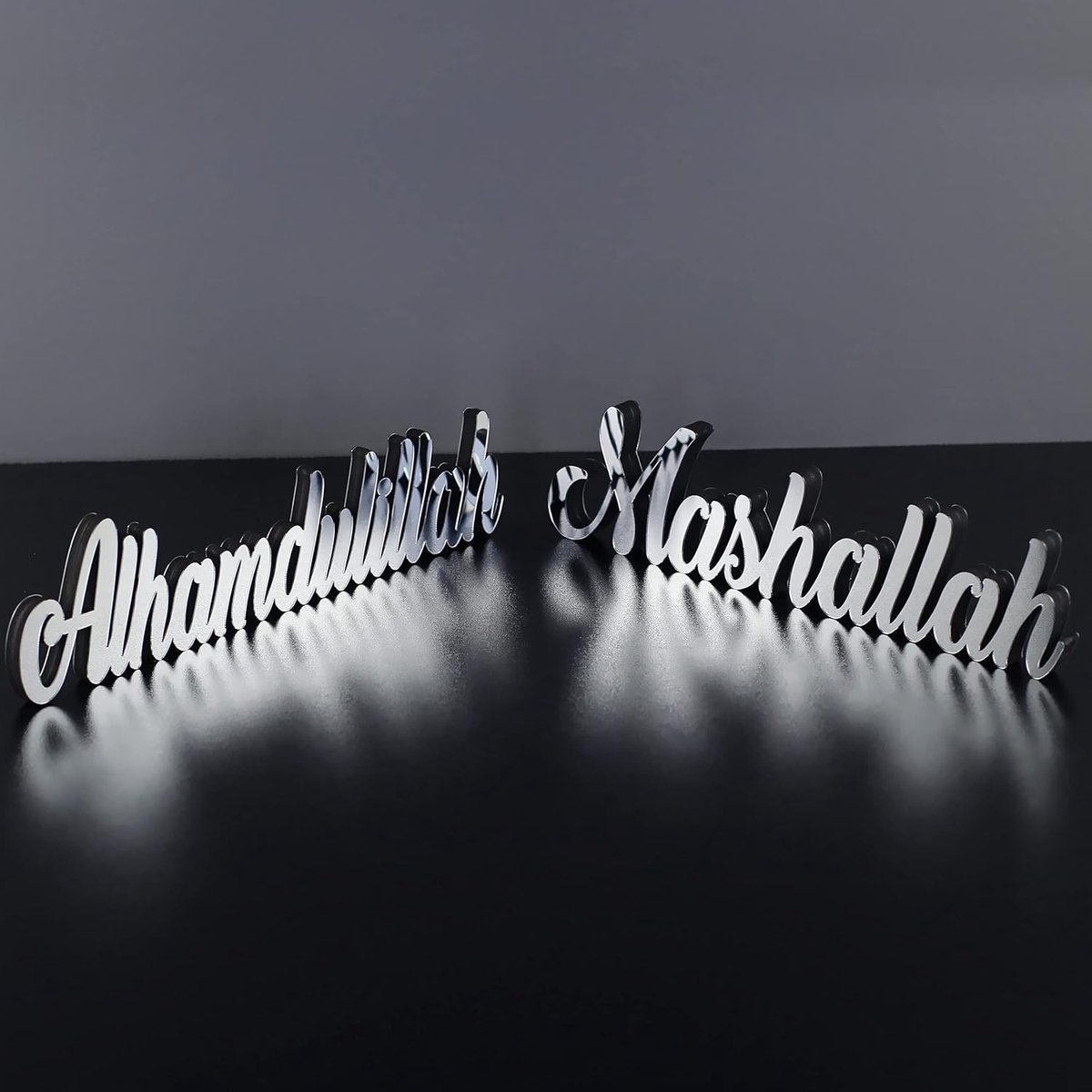 Mashallah Alhamdulillah - Islamitische Decor - Ramadan Cadeau - Latijnse kalligrafie - Eid Cadeau - Zilver