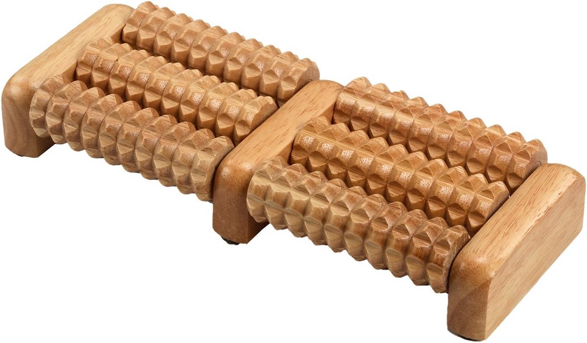 Houten voetmassagebal met 6 rollen voor voetreflexologie