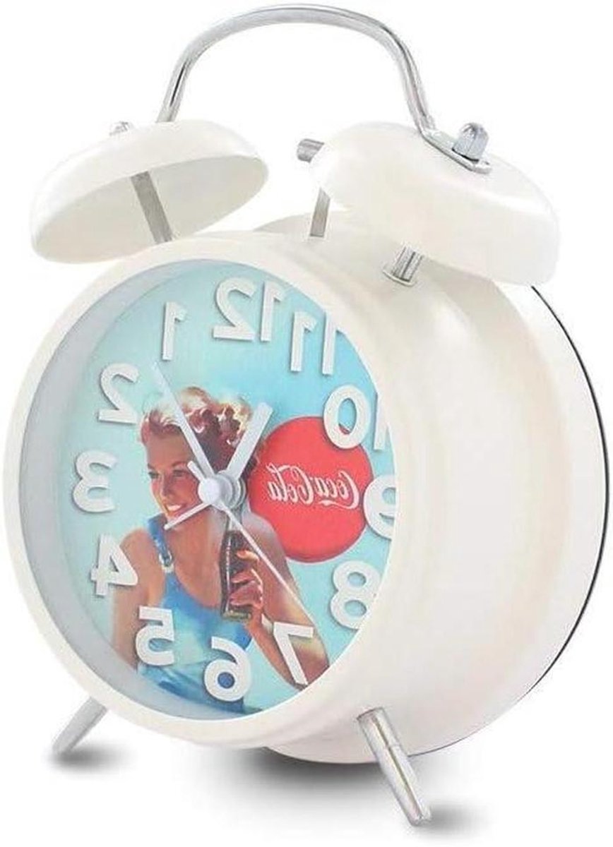 Vintage Wekker - Digitale Klok - Wakker Worden - Dubbele Bel - Hoekig Model - Wit