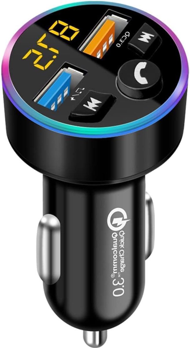 FM Transmitter Auto - Muziek Adapter - Veilig Bellen - Dual USB Opladen - 12 Volt - Multicolor