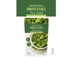 Herbamina Gevriesdroogde Broccoli 20g – 100% Broccoli – Freeze Dried Groentesnack – Vegan – Zonder Toegevoegde Suiker