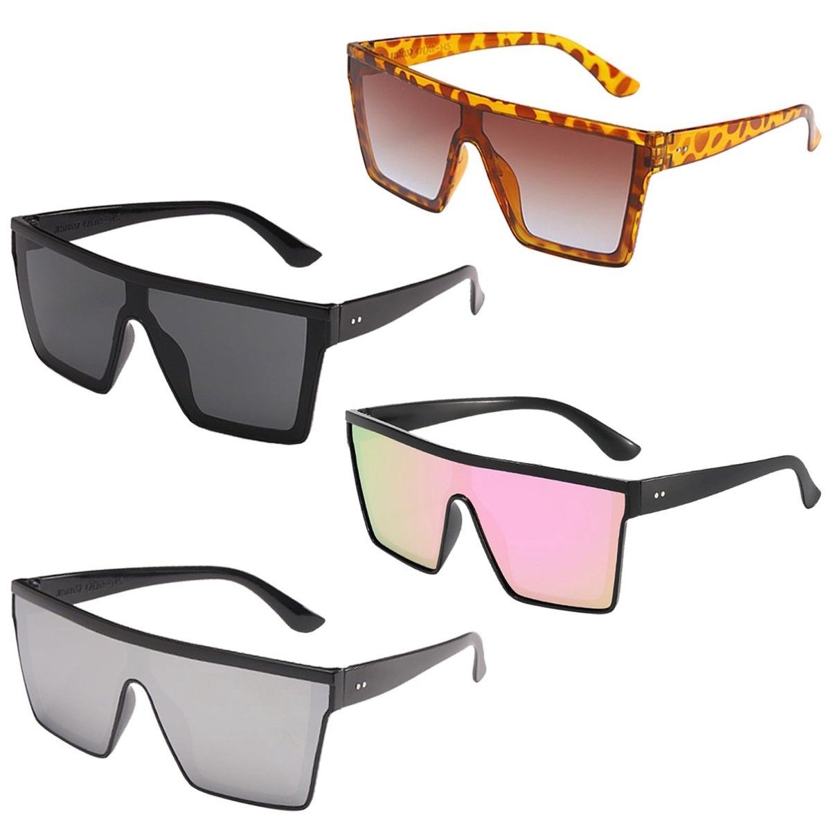 aladdien - Oversized Zonnebril - UV400 Bescherming - Trendy Vierkante Brillen - Roze Zilver Zwart Bruin - Modieuze Zonnebrillen - Geschikt voor Dame...