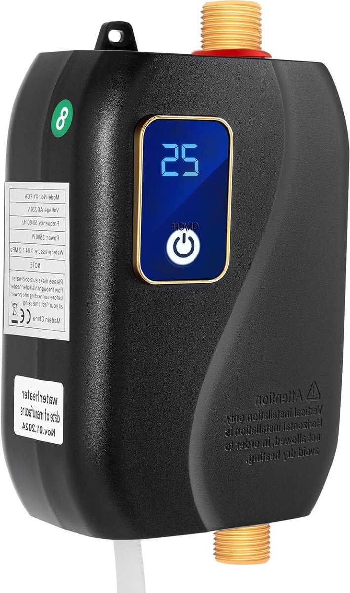 Doorstroomboiler - Mini boiler - Direct warm water - LCD display - 35 kW - Zwart