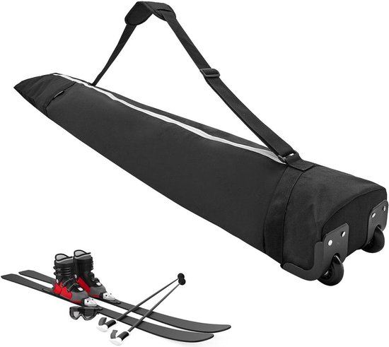 Skitassen met wielen - Snowboarduitrusting tas - Wintersport vervoer - Verstelbaar tot 200 cm - 194 x 22 cm - Zwart