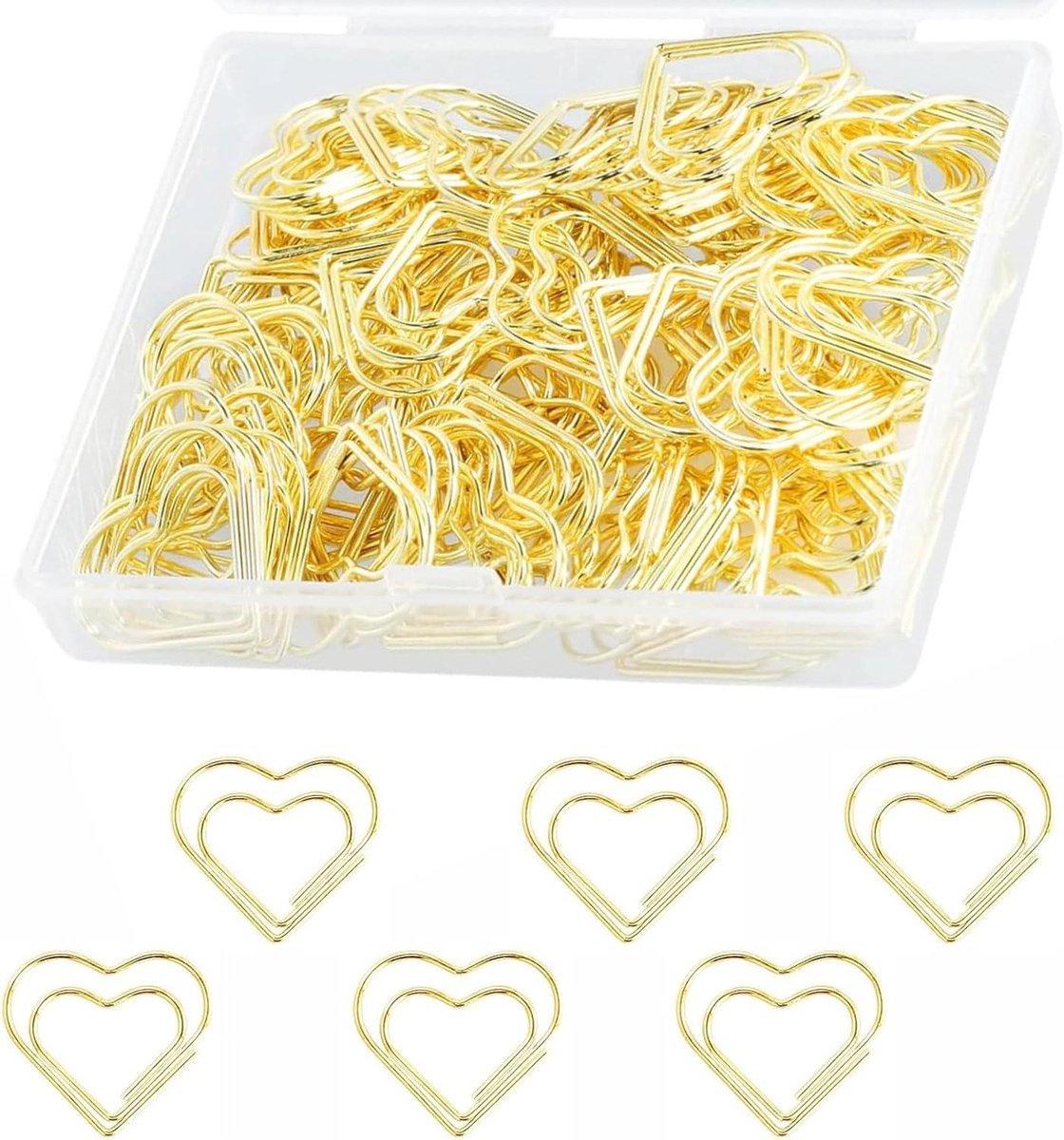 Harten Paperclips - Metalen Clips - Documenten Organiseren - Gladde Afwerking - 100 Stuks - Goud